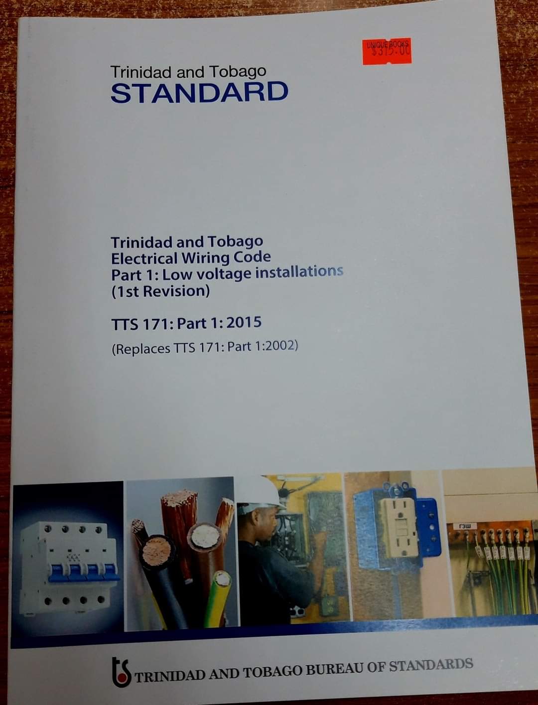 Trinidad and Tobago Bureau of Standards Electrical Wiring Code book cover for low voltage installations.